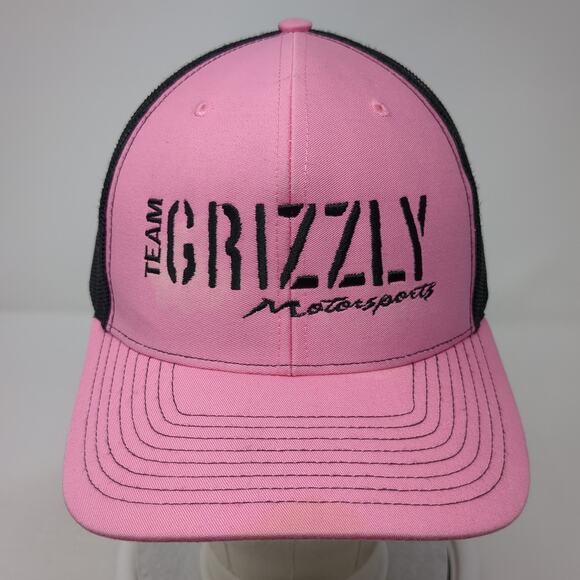 Team Grizzly Motorsports Snapback Trucker Hat Pink One Size Mesh Back Richardson - Picture 2 of 10